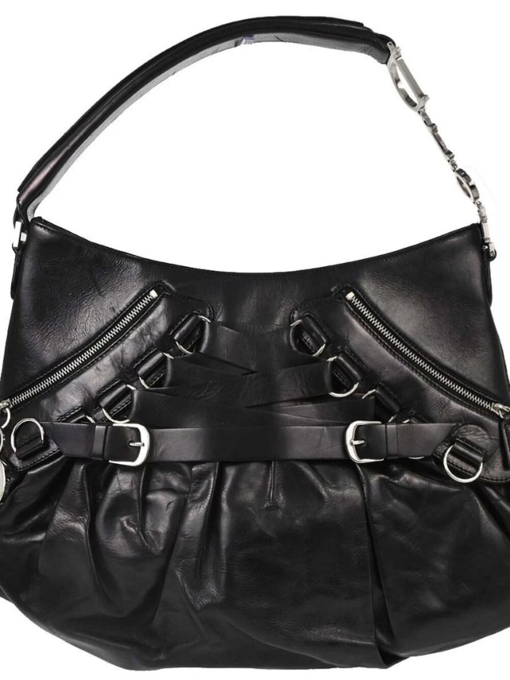 Christian Dior Black Leather Corset Bag Handbag 107BM-0044 168606